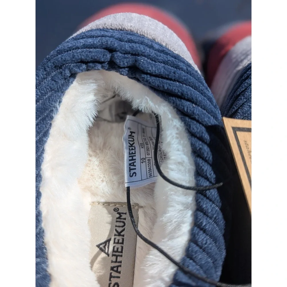 NWT Kids Cozy Corduroy Memory Foam Slippers Striped Staheekum Toddler 10